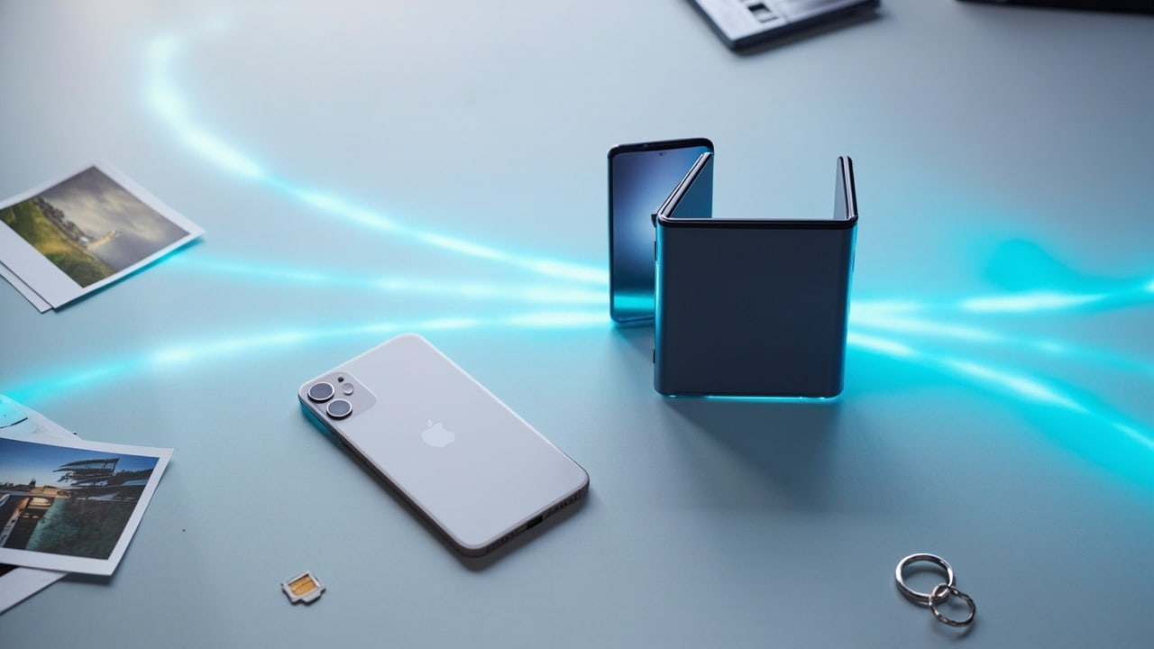 一台 Pixel 手机正在通过 Android 17 内置迁移功能无线接收 iPhone 中的照片与 eSIM 数据
